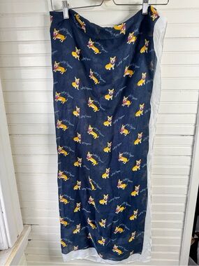 Navy LARGE Corgi Corgeous Print Scarf - Cute!